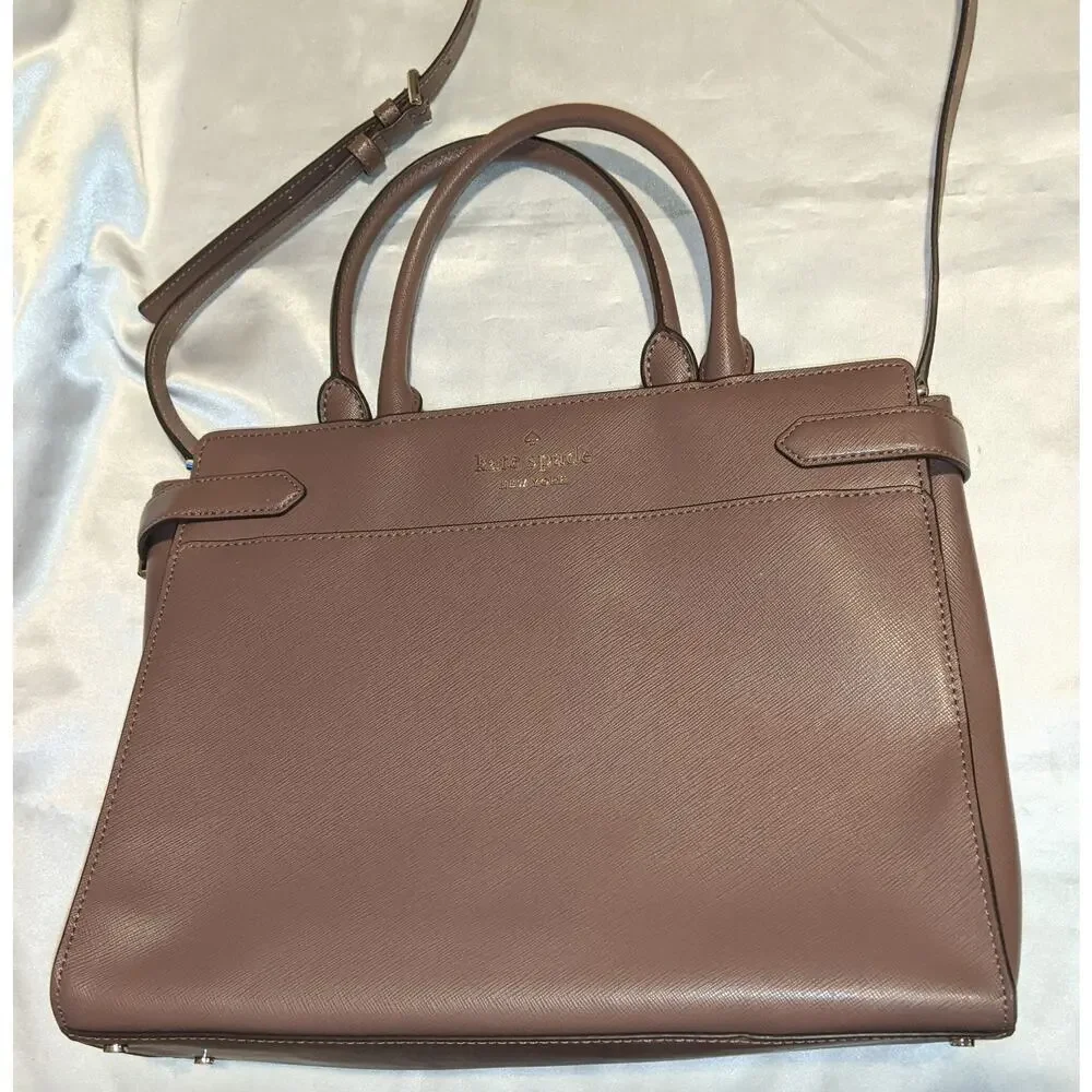 Kate Spade New York Staci Large Satchel Bag Dusk Cityscape Saffiano Leather EUC